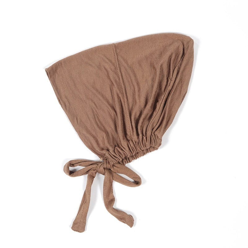 Soft Modal Hijab with Elastic Lace & Tied Rope – Solid Colour Scarf 6 Style - Fashorio