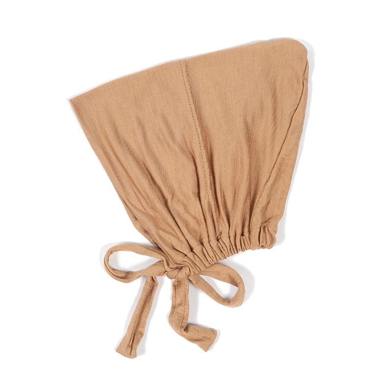 Soft Modal Hijab with Elastic Lace & Tied Rope – Solid Colour Scarf 7 Style - Fashorio