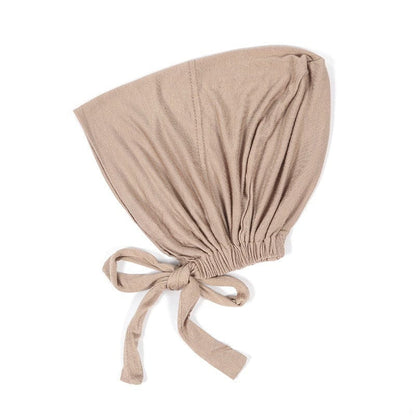 Soft Modal Hijab with Elastic Lace & Tied Rope – Solid Colour Scarf 8 Style - Fashorio