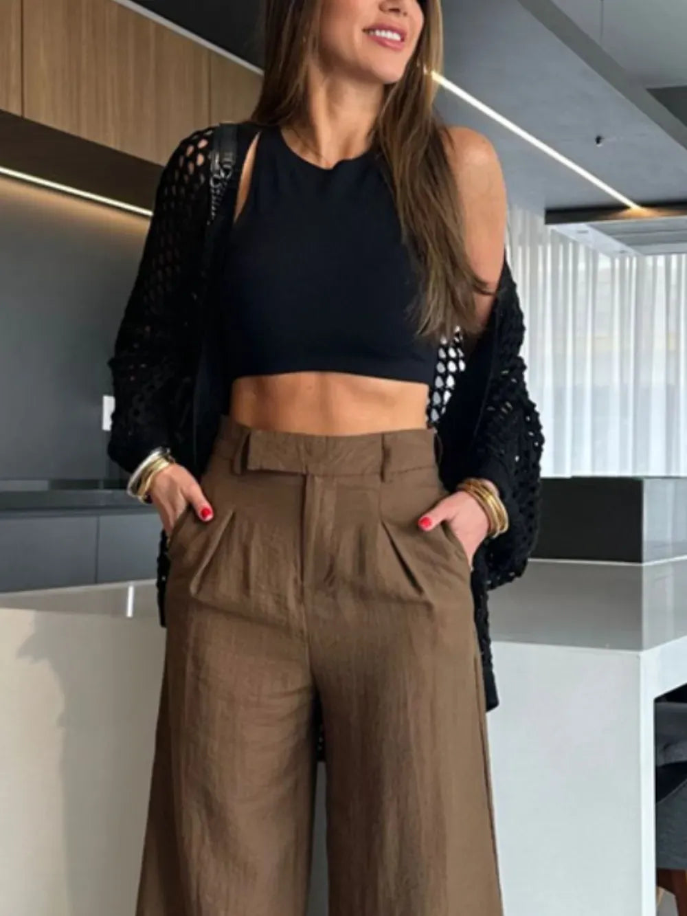 Fashorio Hollow Out Open Front Cover-Up