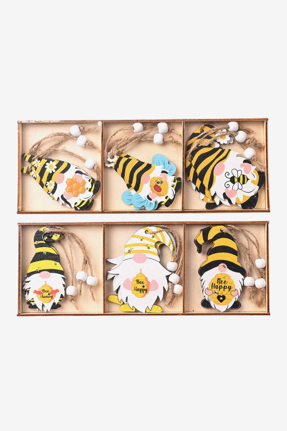 Fashorio Home Decor Accents 3-Pack Bee Wood Gnome Ornaments