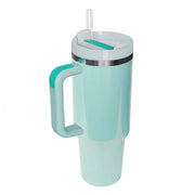 Fashorio Home Decor Accents Aqua / One Size Stainless Steel Tumbler with Handle and Straw