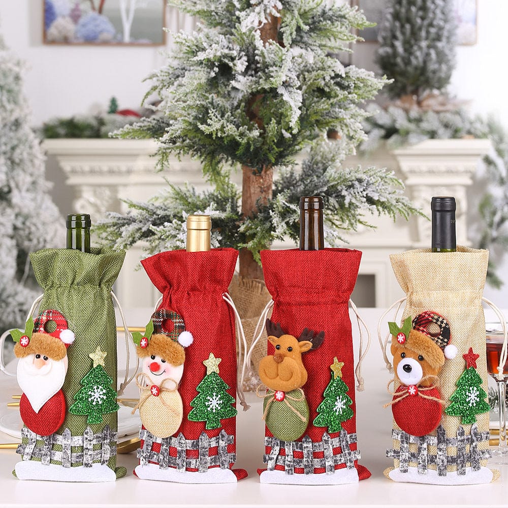 Fashorio Home Decor Accents Assorted 2-Piece Christmas Doll Wine Bottle Covers