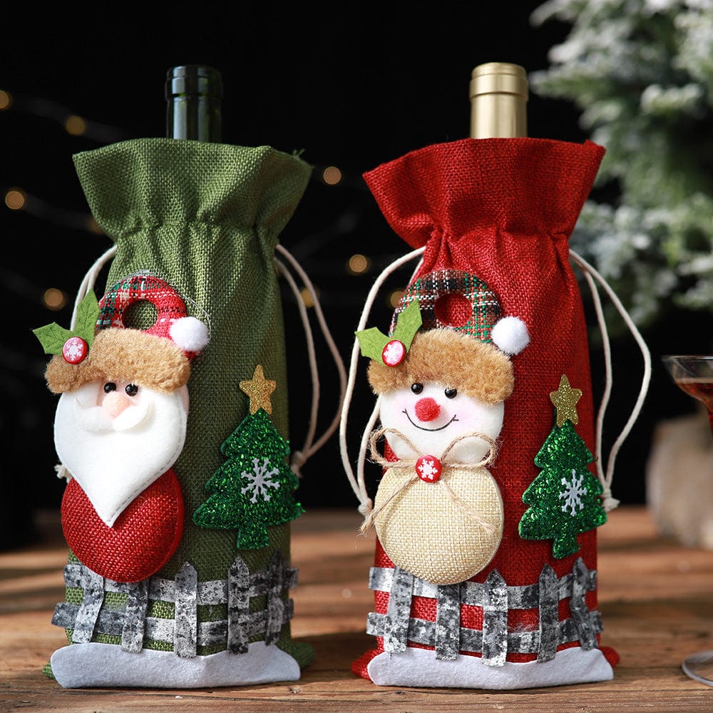 Fashorio Home Decor Accents Assorted 2-Piece Christmas Doll Wine Bottle Covers