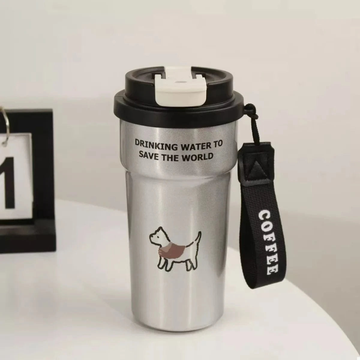 Fashorio Home Decor Accents Black / One Size Cute Cat Stainless Steel Tumbler with Straw