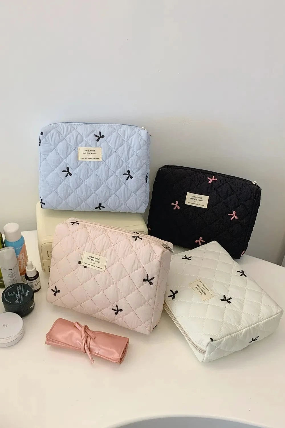 Fashorio Home Decor Accents Bow Embroidered Quilted Storage Bag