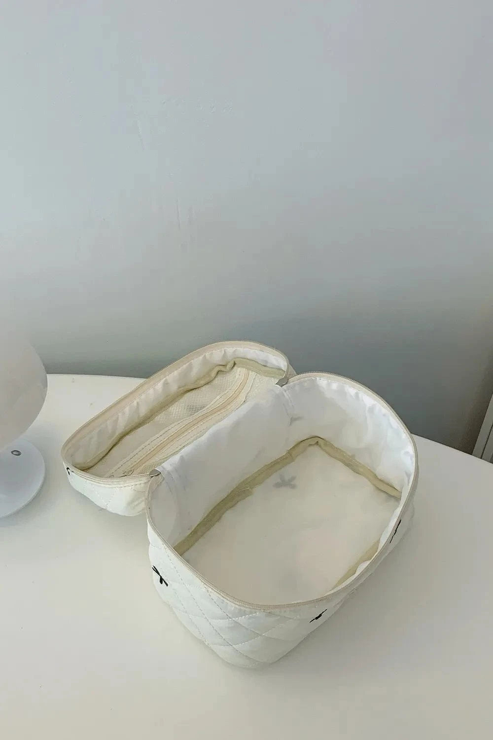 Fashorio Home Decor Accents Bow Embroidered Quilted Storage Bag with Zip