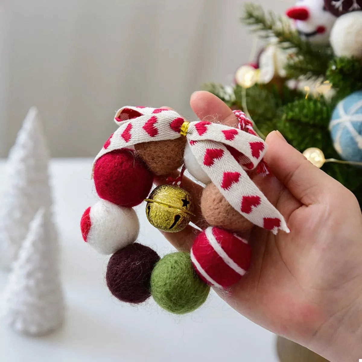 Fashorio Home Decor Accents Christmas Felt Ball Garland Ornament