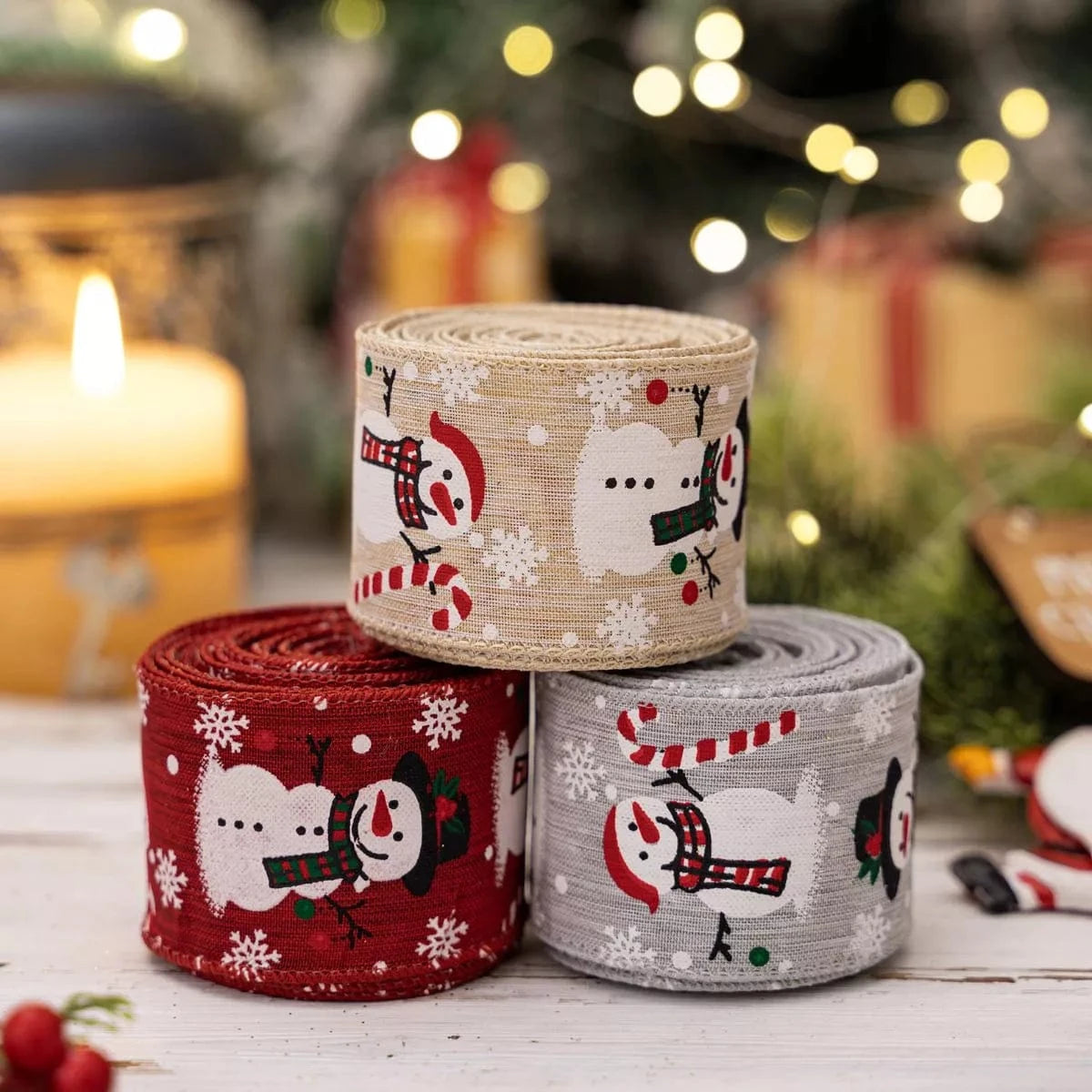 Fashorio Home Decor Accents Christmas Snowman Decorative Ribbon