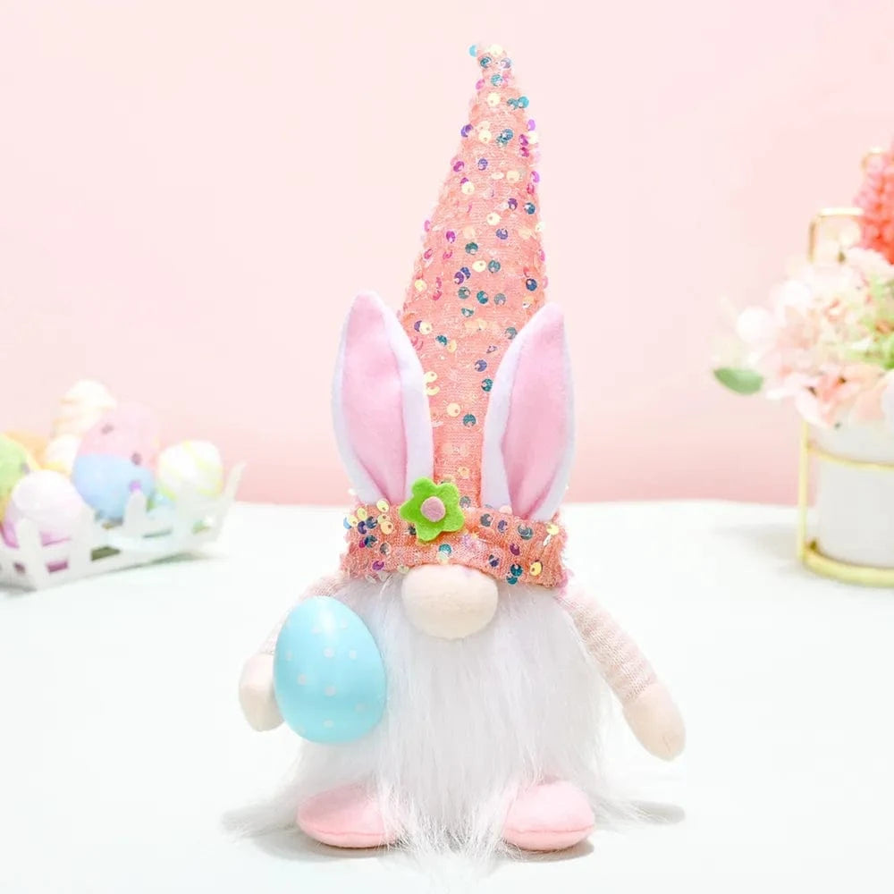 Fashorio Home Decor Accents Coral / One Size Easter Sequin Pointed Hat Faceless Gnome