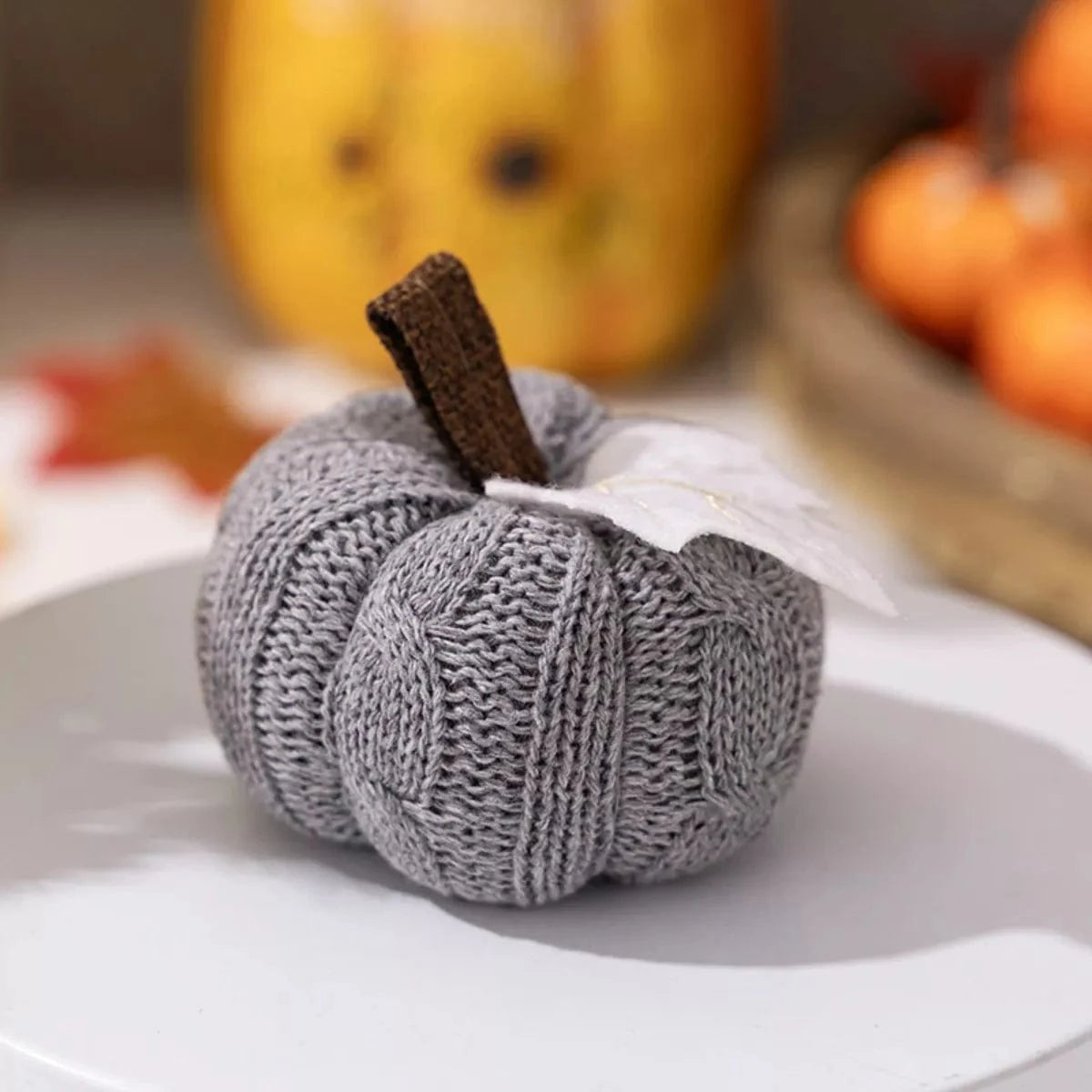 Fashorio Home Decor Accents Gray / One Size Knitted Pumpkin Decorative Ornaments