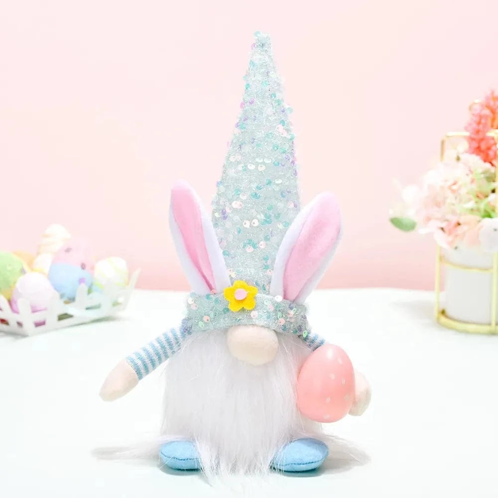 Fashorio Home Decor Accents Light Blue / One Size Easter Sequin Pointed Hat Faceless Gnome