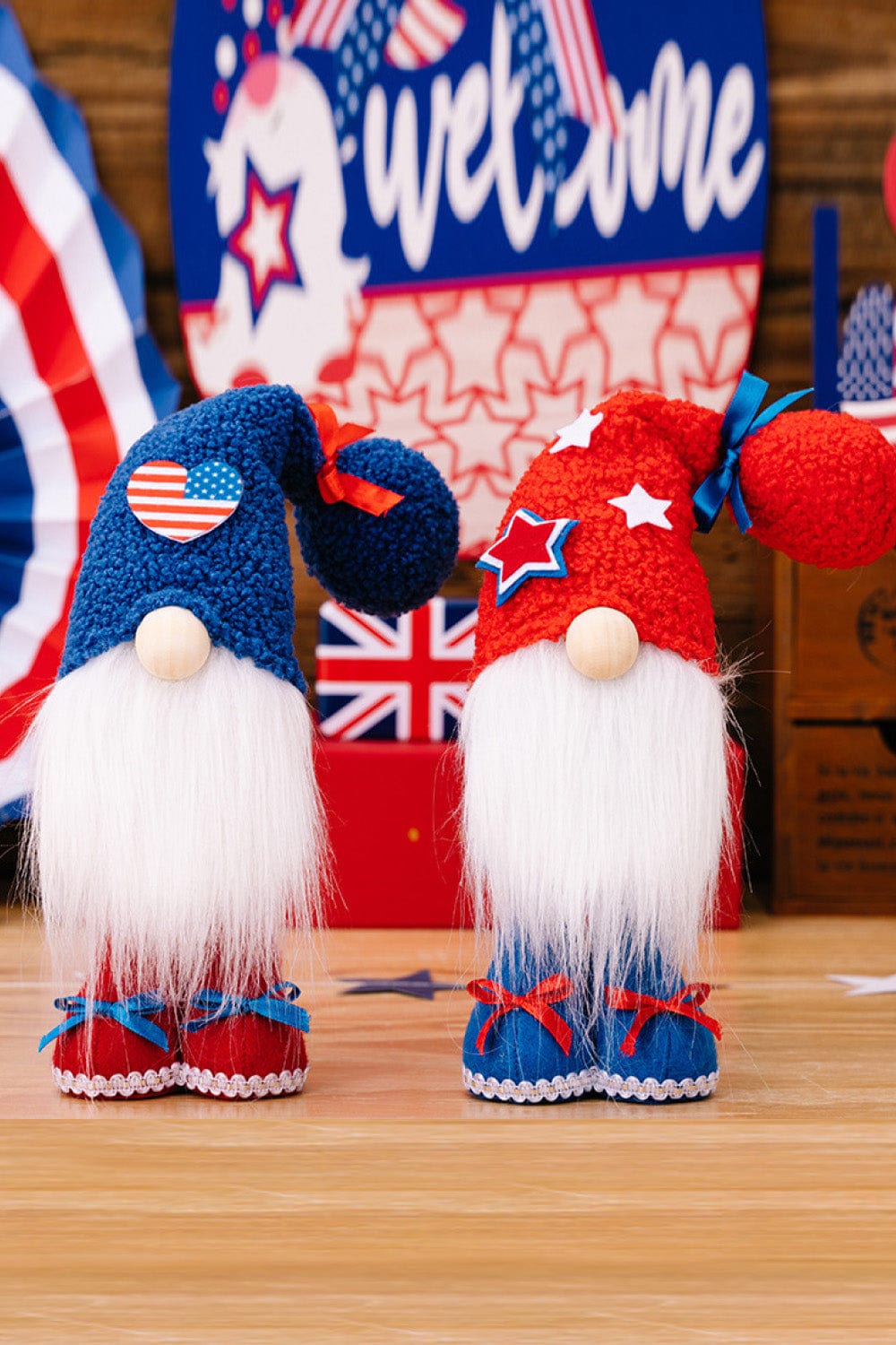 Fashorio Home Decor Accents Multicolor / One Size 2-Piece Independence Day Knit Beard Gnomes