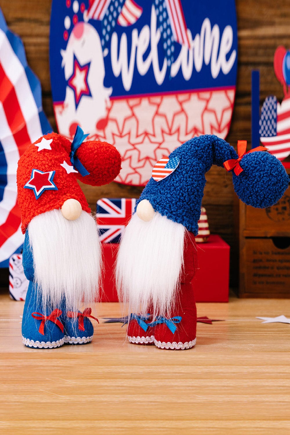 Fashorio Home Decor Accents Multicolor / One Size 2-Piece Independence Day Knit Beard Gnomes