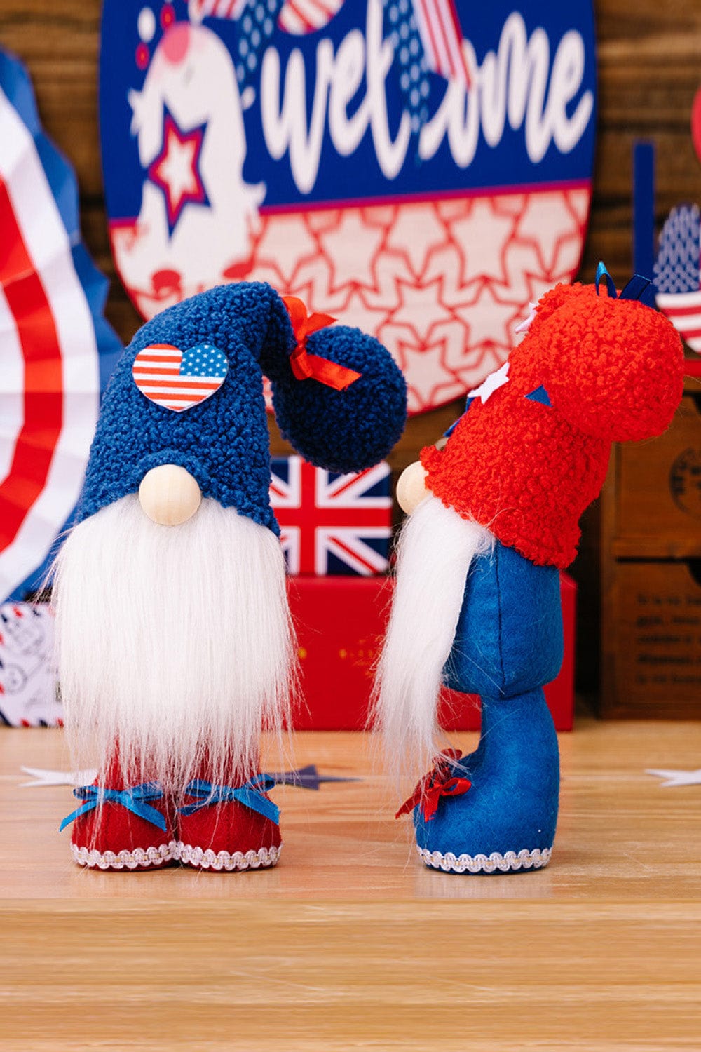 Fashorio Home Decor Accents Multicolor / One Size 2-Piece Independence Day Knit Beard Gnomes