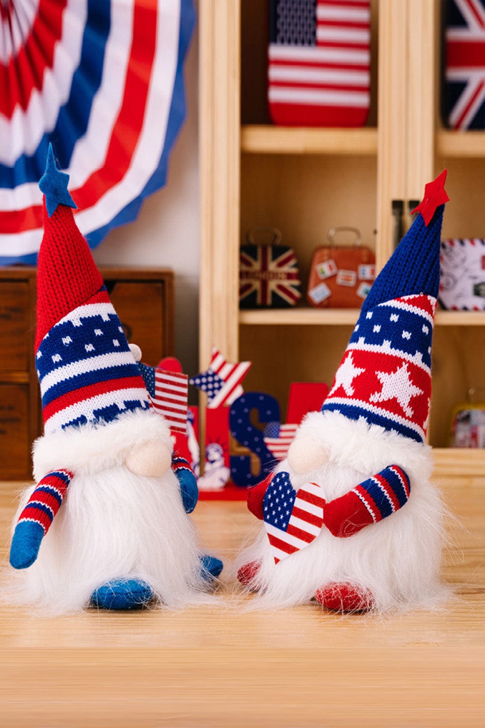 Fashorio Home Decor Accents Red/Blue / One Size 2-Piece Independence Day Knit Decor Gnomes
