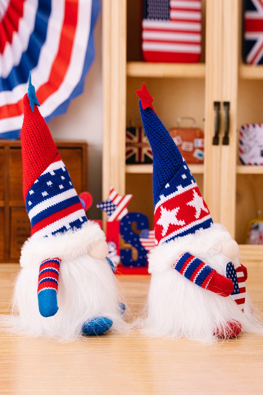 Fashorio Home Decor Accents Red/Blue / One Size 2-Piece Independence Day Knit Decor Gnomes