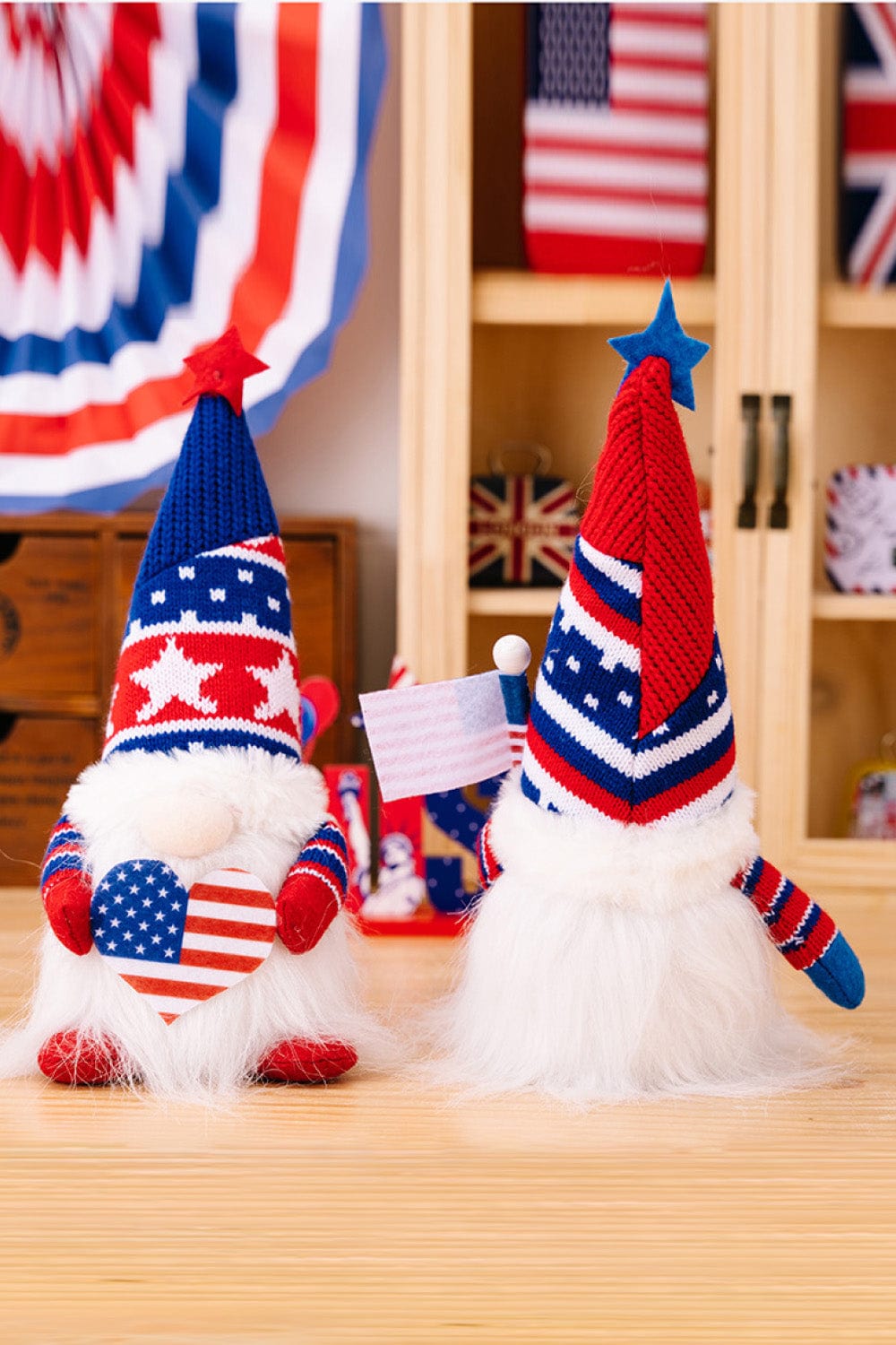 Fashorio Home Decor Accents Red/Blue / One Size 2-Piece Independence Day Knit Decor Gnomes