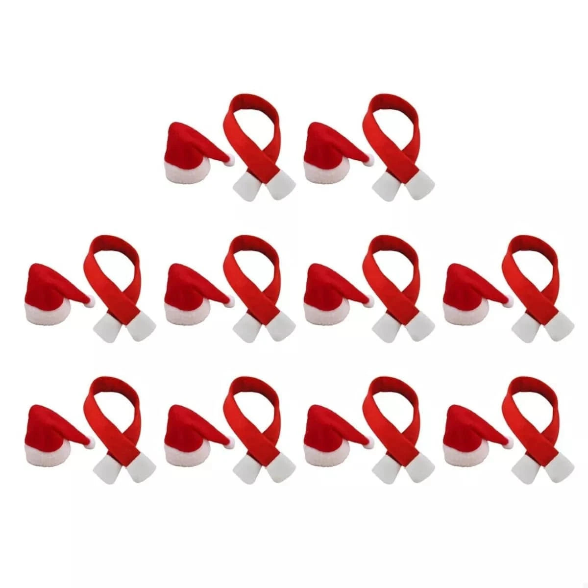 Fashorio Home Decor Accents Red / One Size 2 Piece Christmas Wine Bottle Santa Hat & Scarf Decorative Covers