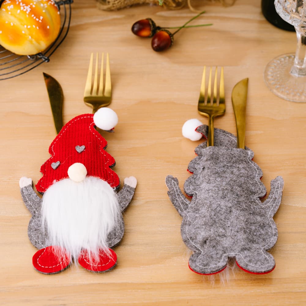 Fashorio Home Decor Accents Red / One Size 3-Piece Faceless Gnome Cutlery Holders