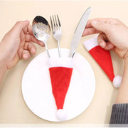 Fashorio Home Decor Accents Red / One Size Christmas Santa Hat Cutlery Holders Decorative Table Setting