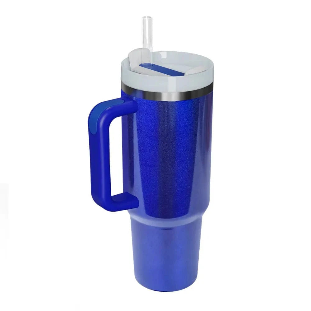 Fashorio Home Decor Accents Royal Blue / One Size Stainless Steel Tumbler with Handle and Straw