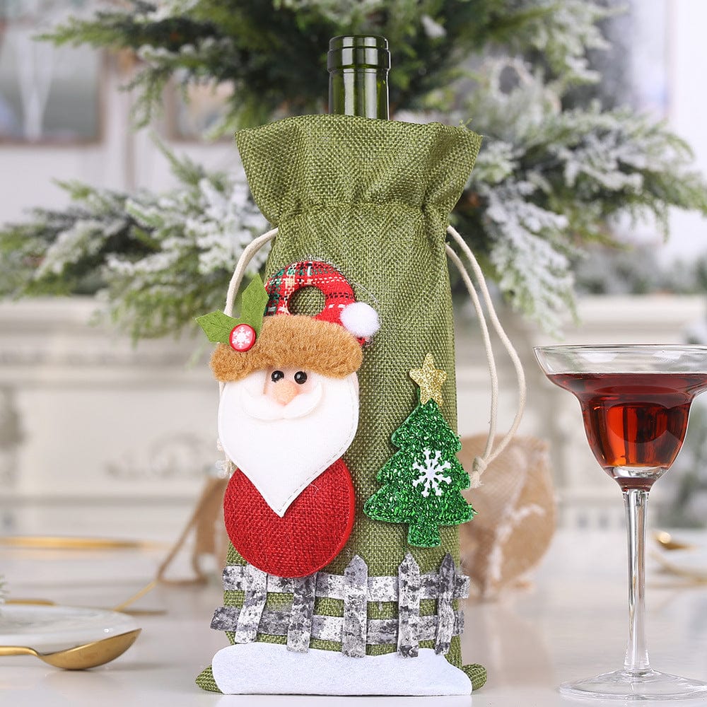 Fashorio Home Decor Accents Santa / One Size Assorted 2-Piece Christmas Doll Wine Bottle Covers