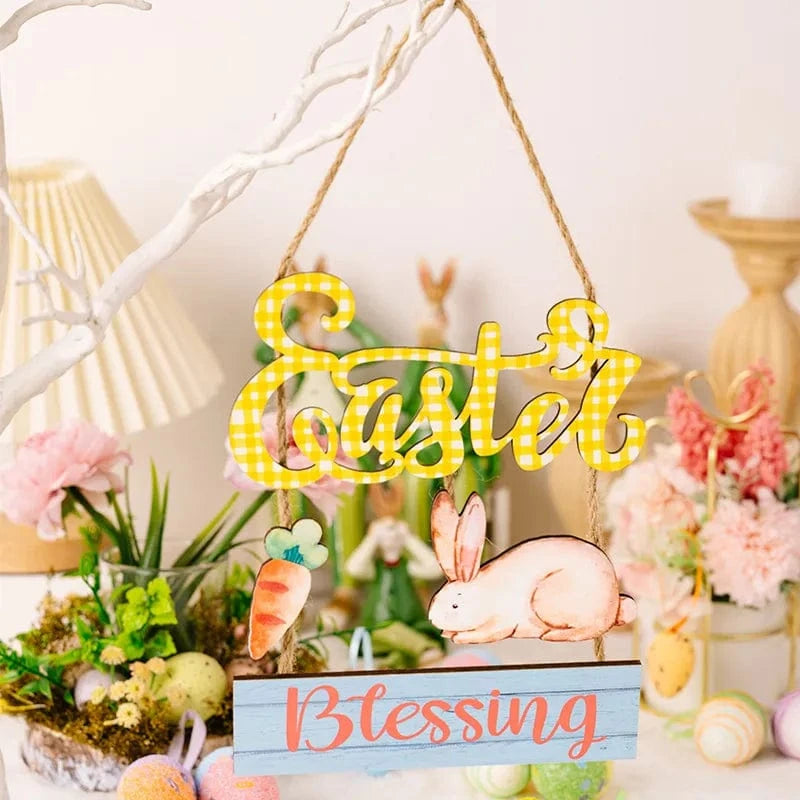 Fashorio Home Decor Accents Style B / One Size Easter Wooden Hanging Widget