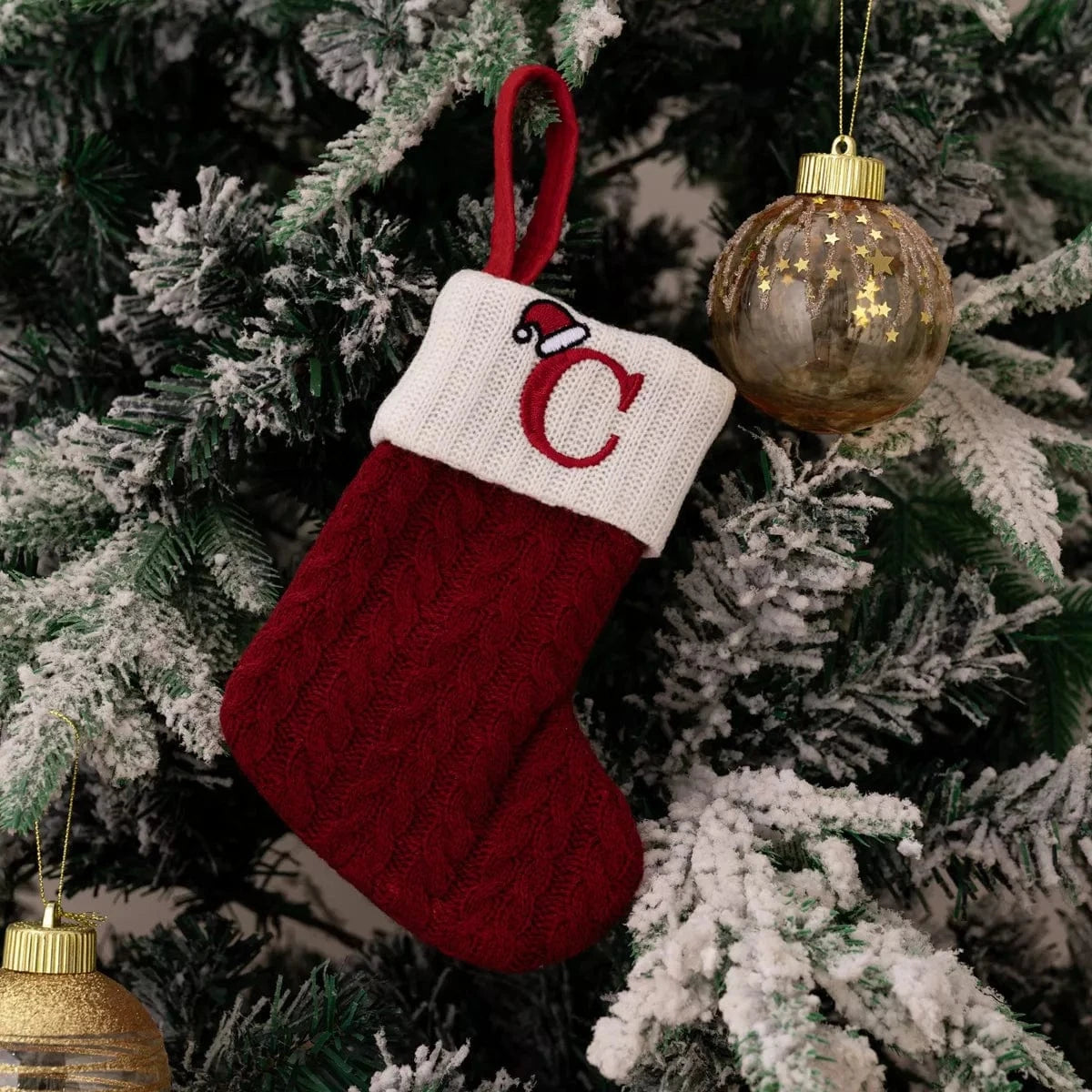 Fashorio Home Decor Accents Style C / One Size Cable-Knit Contrast Christmas Stockings