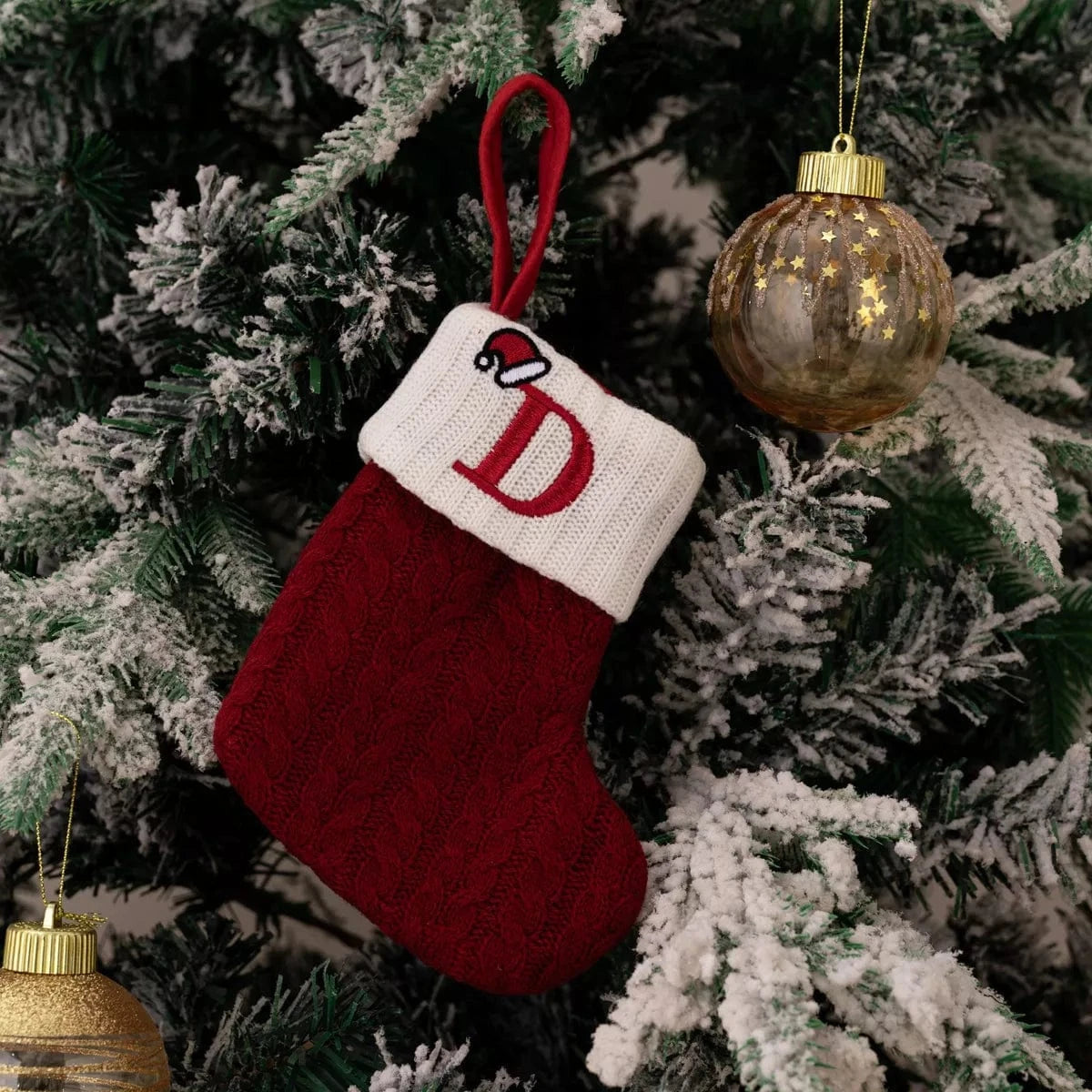 Fashorio Home Decor Accents Style D / One Size Cable-Knit Contrast Christmas Stockings