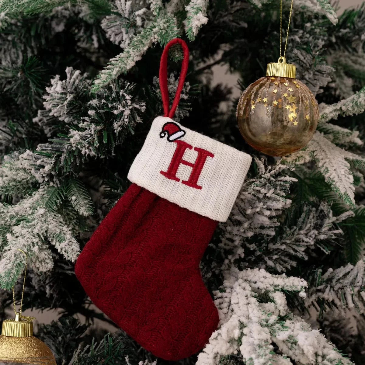 Fashorio Home Decor Accents Style H / One Size Cable-Knit Contrast Christmas Stockings