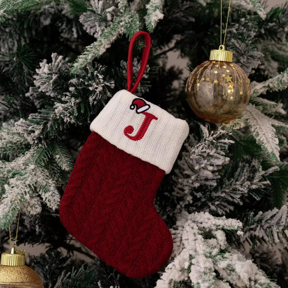 Fashorio Home Decor Accents Style J / One Size Cable-Knit Contrast Christmas Stockings