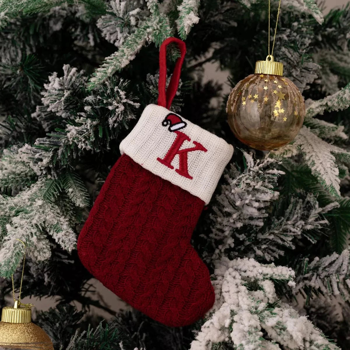 Fashorio Home Decor Accents Style K / One Size Cable-Knit Contrast Christmas Stockings