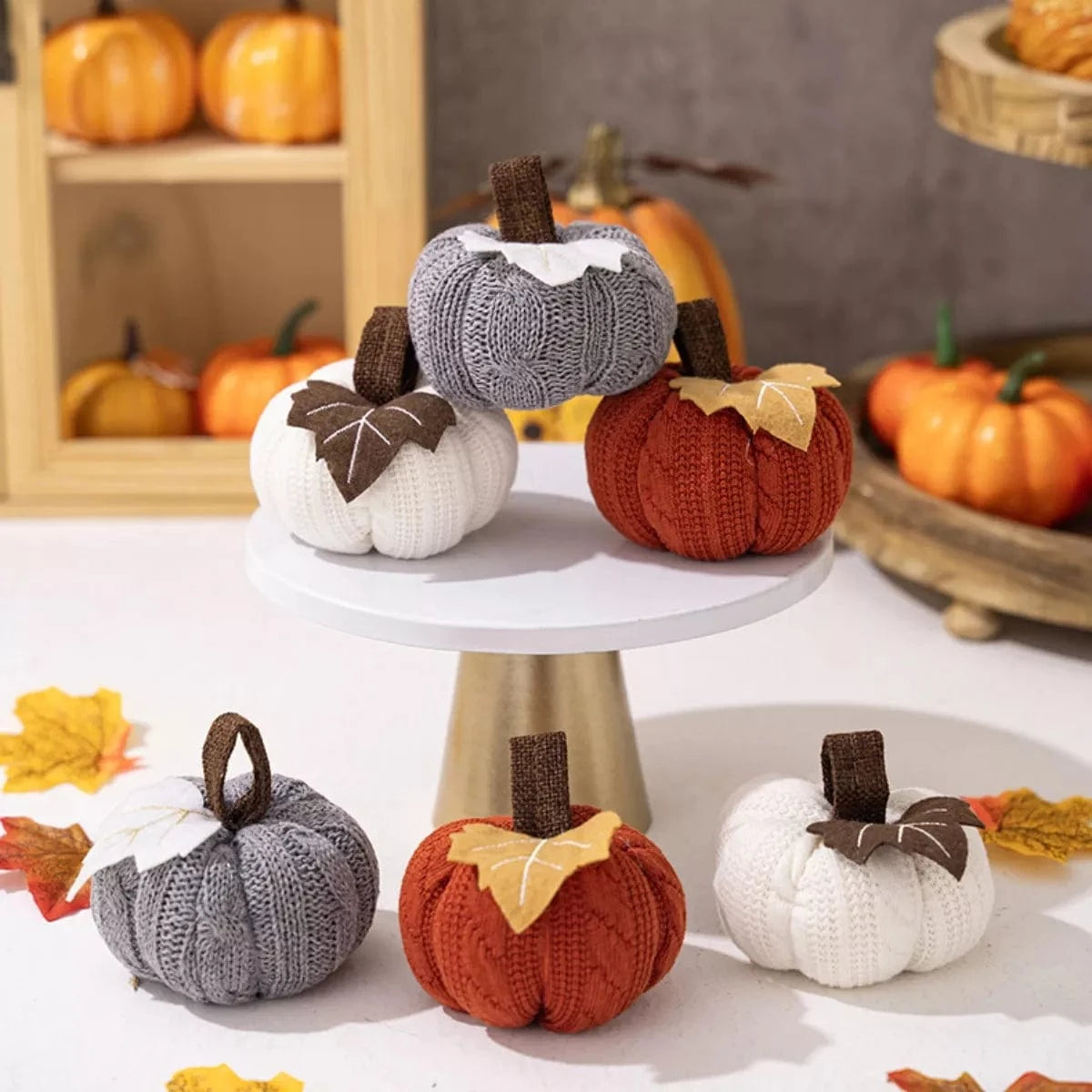 Fashorio Home Decor Accents Terracotta / One Size Knitted Pumpkin Decorative Ornaments