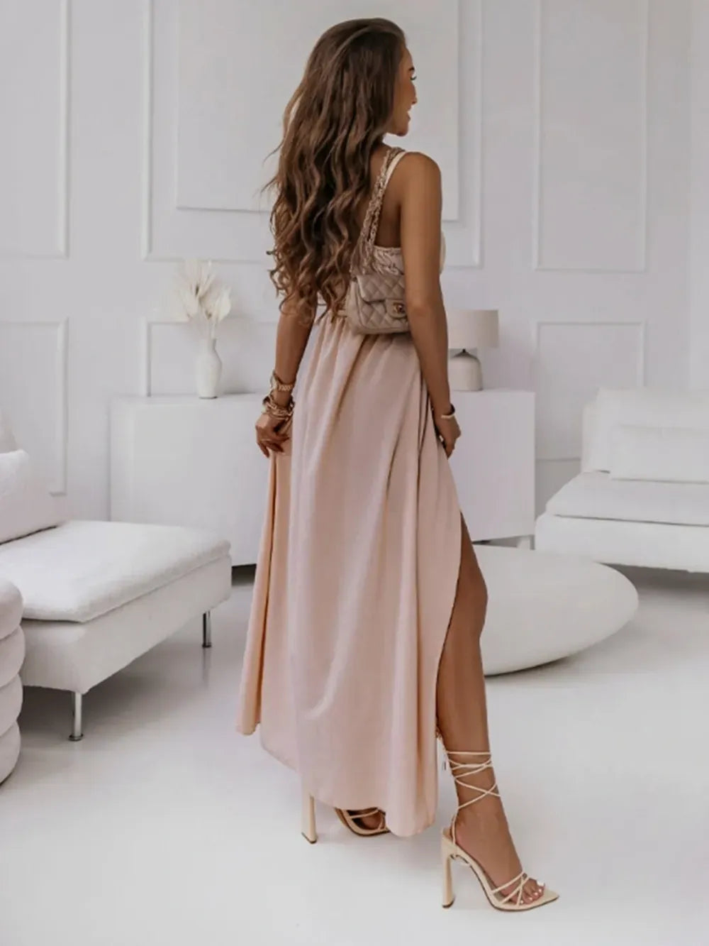 Fashorio Honey Tied Surplice Sleeveless Midi Cami Dress