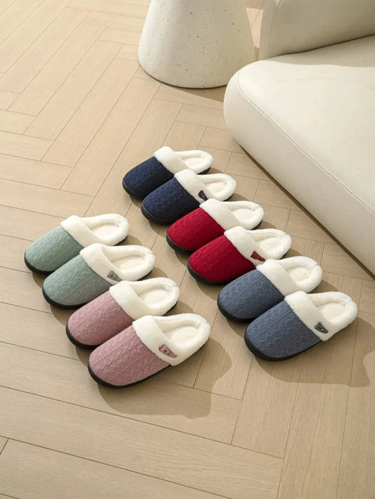 Horn Buckle Furry Texture Flat Slippers - Fashorio
