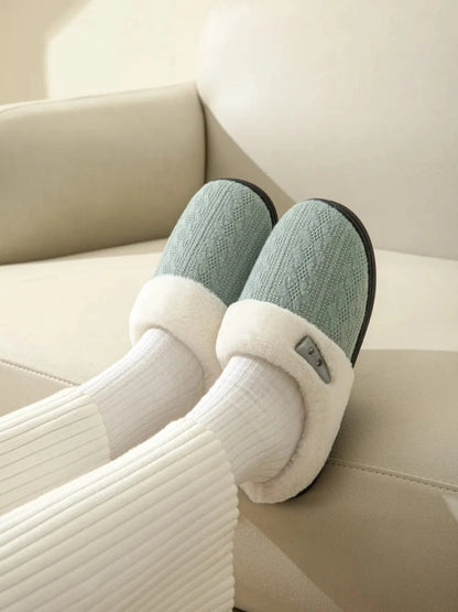 Horn Buckle Furry Texture Flat Slippers - Fashorio