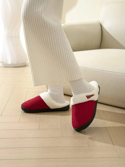 Horn Buckle Furry Texture Flat Slippers - Fashorio