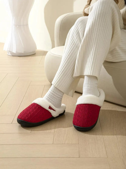 Horn Buckle Furry Texture Flat Slippers - Fashorio