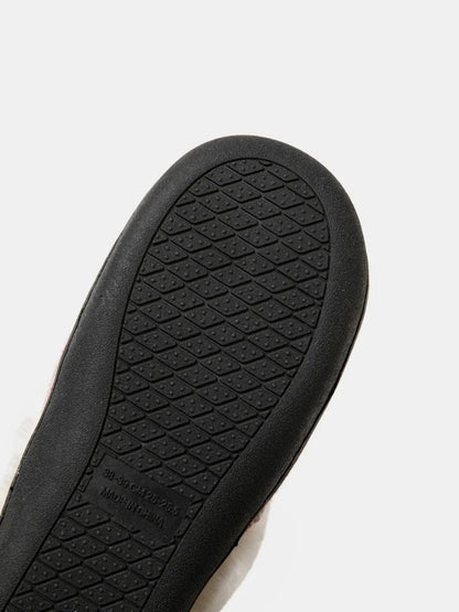 Horn Buckle Furry Texture Flat Slippers - Fashorio