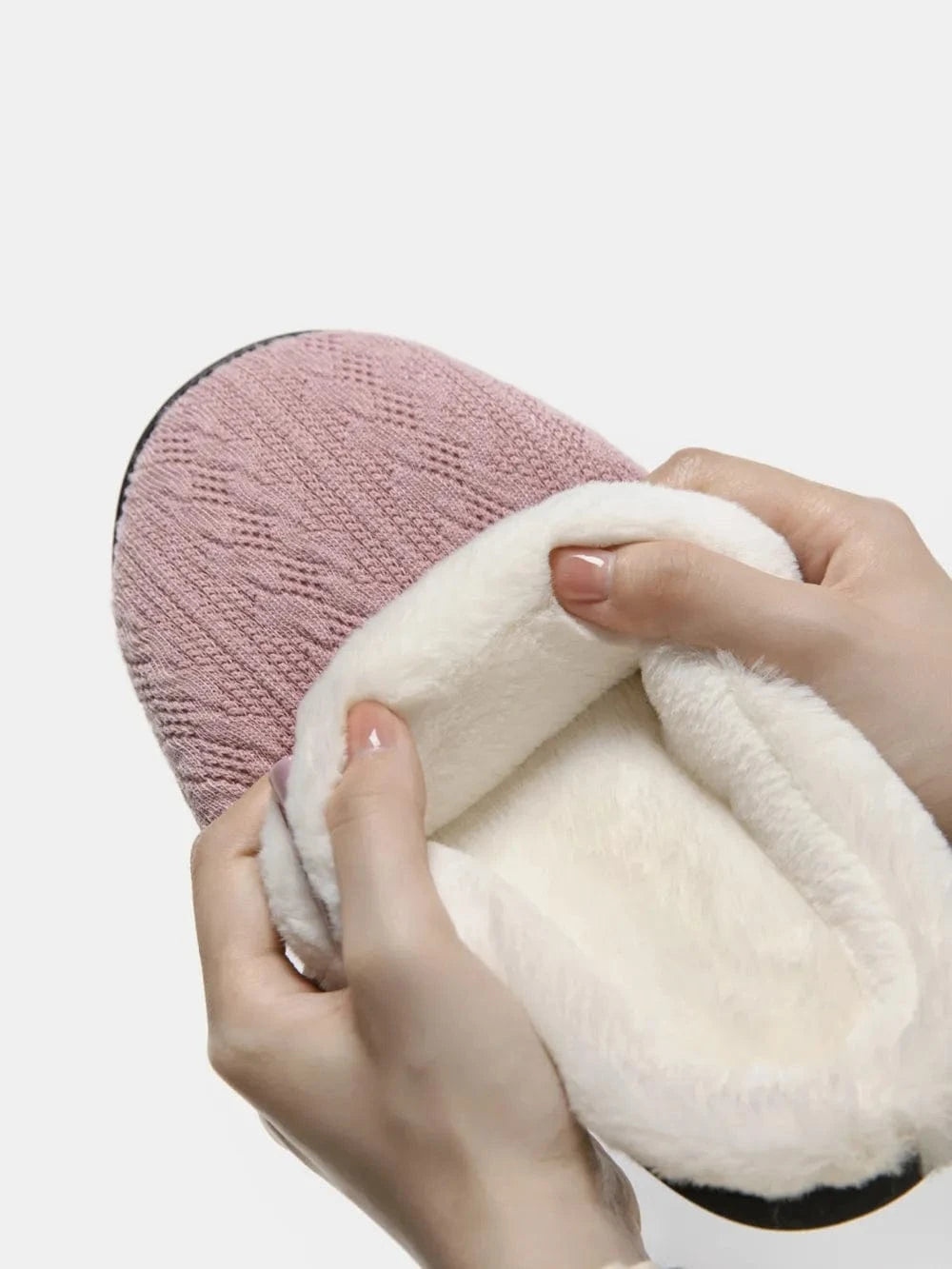 Fashorio Horn Buckle Furry Texture Flat Slippers