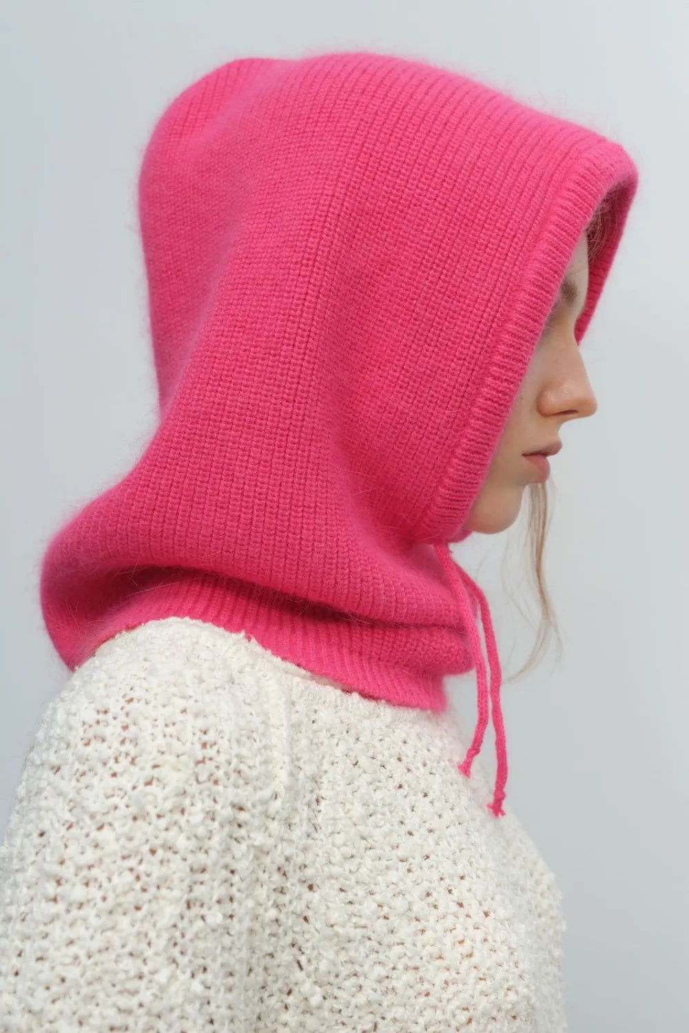 Fashorio Hot Pink / One Size Drawstring Solid Color Thermal Knit Hat