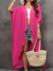 Fashorio Hot Pink / One Size Open Front Half Sleeve Cover Up
