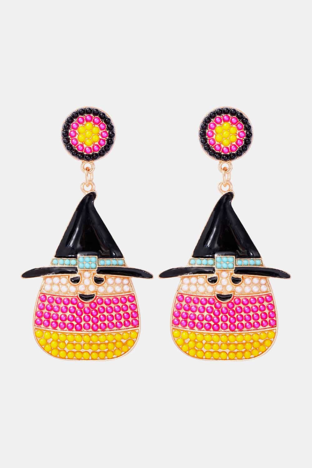 Fashorio Hot Pink / One Size Witch's Hat Shape Synthetic Pearl Dangle Earrings