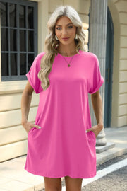 Fashorio Hot Pink / S Florira Short Sleeve Mini Dress with Pockets