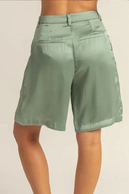 HYFVE High-Waist Pleated Satin Shorts - Fashorio