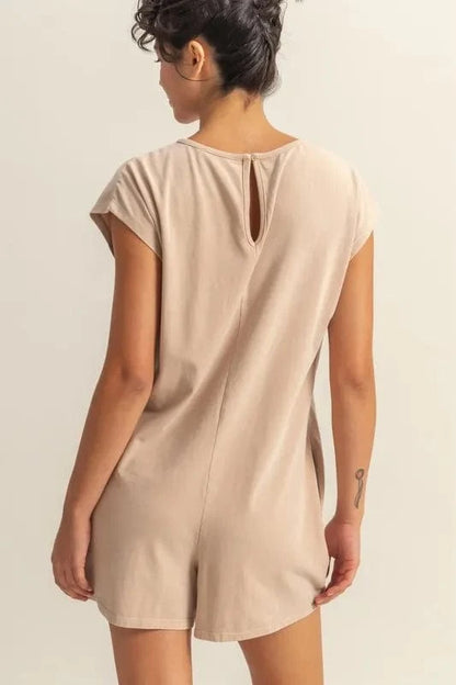 HYFVE Round Neck Cap Sleeve Relaxed Fit Breezy Romper - Fashorio