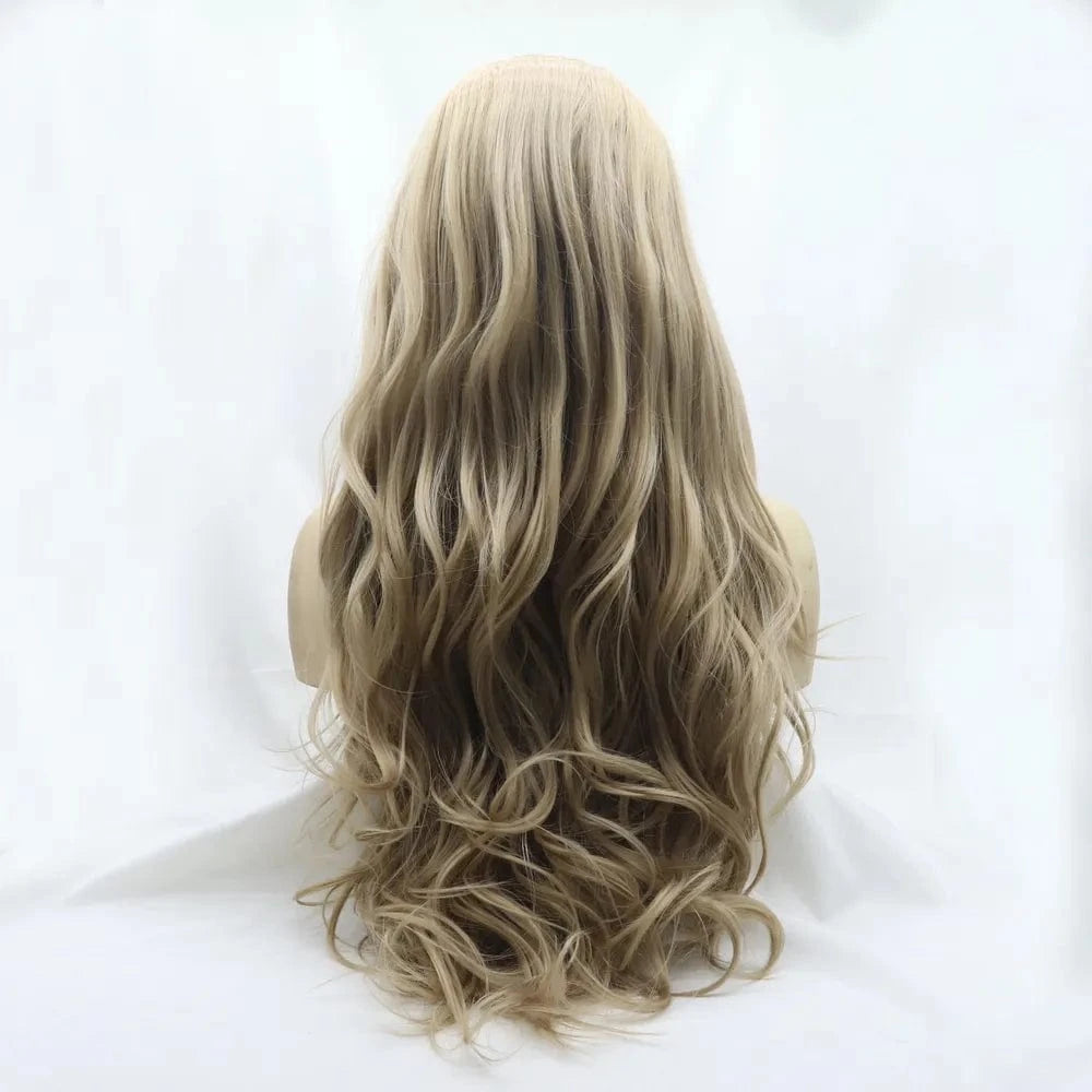 Fashorio Icy blonde / One Size 13*3" Lace Front Wigs Synthetic Long Wavy 24" 130% Density