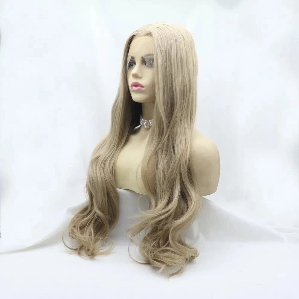 Fashorio Icy blonde / One Size 13*3" Lace Front Wigs Synthetic Long Wavy 24" 130% Density