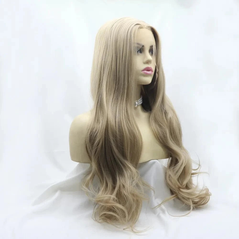 Fashorio Icy blonde / One Size 13*3" Lace Front Wigs Synthetic Long Wavy 24" 130% Density